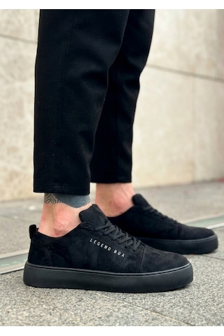 Tarzbu Bağcıklı Süet Erkek Klasik Sneakers Ayakkabı Tarz0104 Siyah
