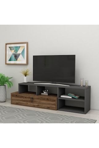 Arnetti Tv Sehpası Duru Kapaklı Televizyon Ünitesi Lidya Antrasit