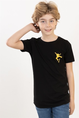 Brz Kıds Brz Kids Erkek Çocuk Ön Ve Arka Baskılı Kısa Kollu T-shirt-siyah Siyah