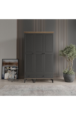 Beenal Nisa 3 Kapaklı Gardırop Dolap 120cm Atlantik Çam-antrasit