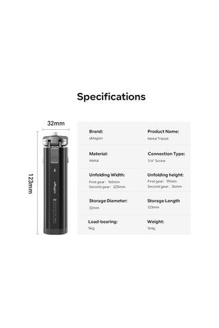 Springsun Amagisn Am11 Masaüstü Tripod Mini Seyahat Tripod Standı Metal Telefon Tripod 1/4 İnç Vida İle 2 Seviyeli Ayarlanabilir