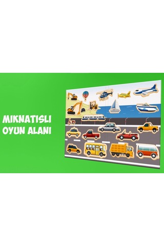 Calimera Toys Ahşap Mıknatıslı Seyahat Kitabı Araçlar Taşıtlar Oyunu