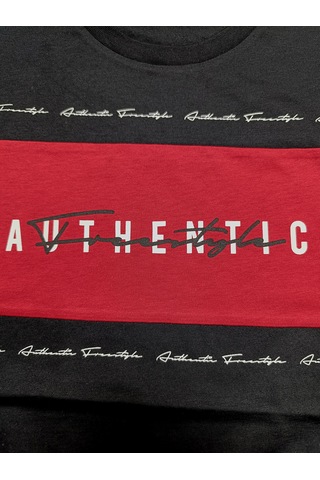 Dobakids Authentic Baskılı Erkek Çocuk T-Shirt 4-14 Yaş Siyah