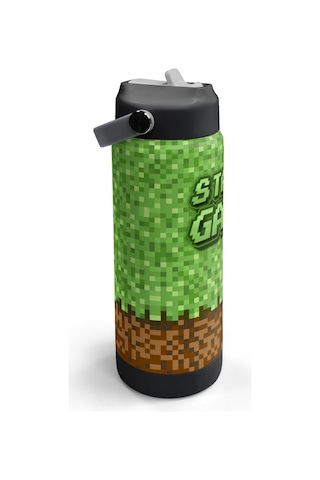 Coral High Craft Desenli Katlanır Ağızlıklı Çelik Termos 650 Ml 38393 Yeşil - Kahverengi