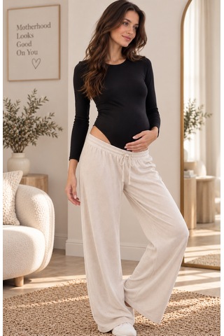 Luvmabelly Myra1900 Göbeği Kavrayan Çıtçıtlı Modal Hamile Body - Siyah