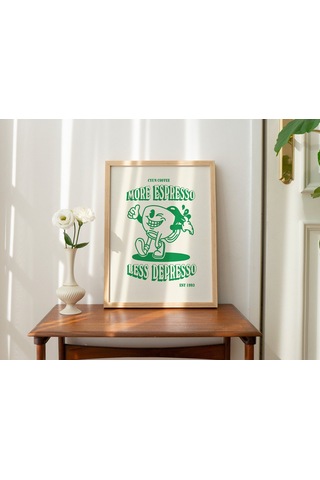 Retro Kahve Duvarı, Daha Fazla Espresso Kahvesi, Duvar Dekoru, Yeşil Sanat