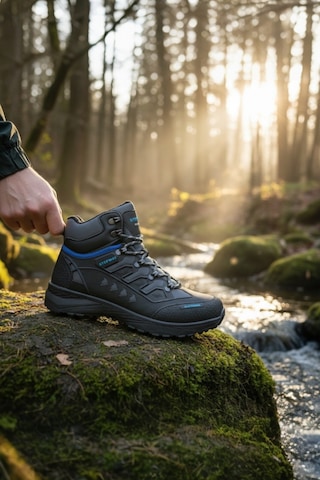 Enoch Erkek Antrasit Mavi Su Geçirmez Outdoor Trekking Ve Doğa Yürüyüş Botu Siyah - Mavi