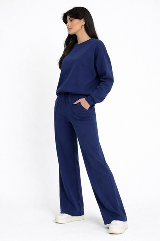 Balenbi Oversize Bisiklet Yaka Basic Modal Kadın Takım 1206 - Form Serisi Lacivert