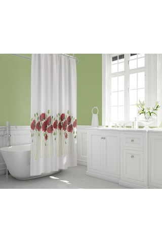 Zethome Tropik Banyo Duş Perdesi 7081 Çift Kanat 2X120X200 Beyaz
