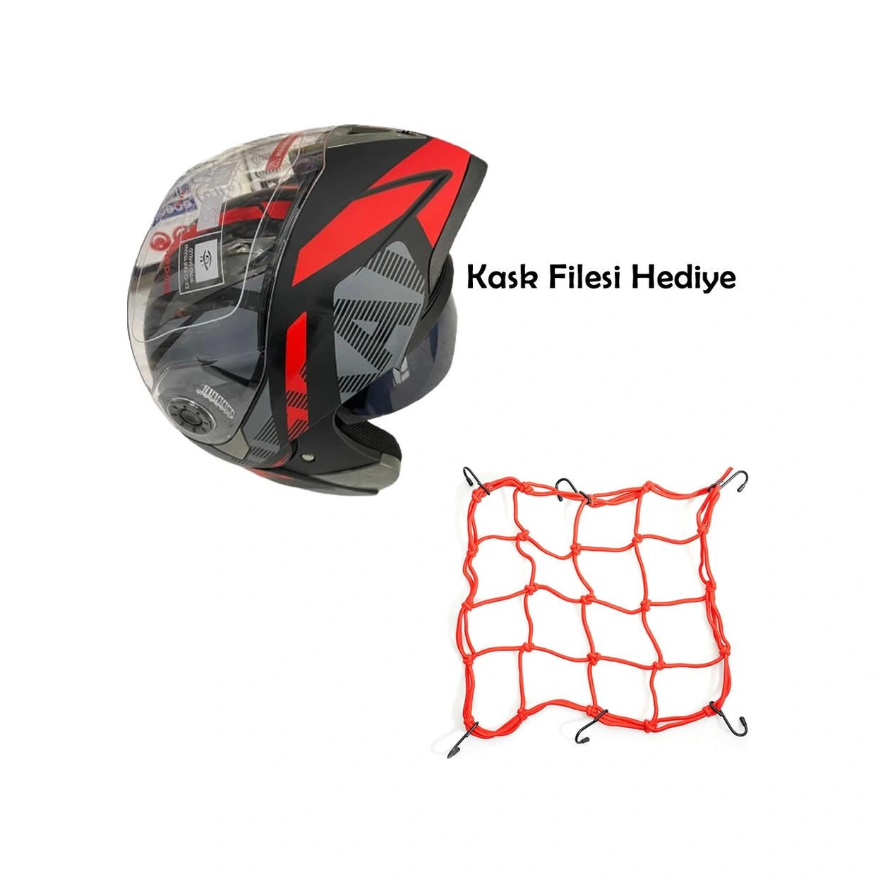 Jk20 Çene Açılır Güneş Vizörlü Motosiklet Kask Kırmızı