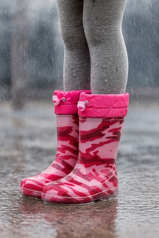 Minibonito Unisex Çocuk Kamuflaj Desenli Yağmur Çizmesi Pembe