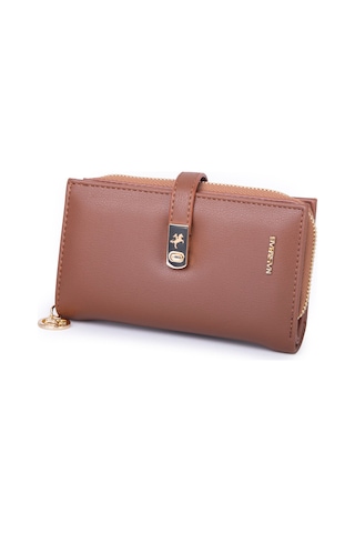 Nas Bag Kadın Orta Boy Kartlık Kağıt Para Ve Bozuk Para Tasarımına Sahip Taba Dona 16x9 Cm Taba