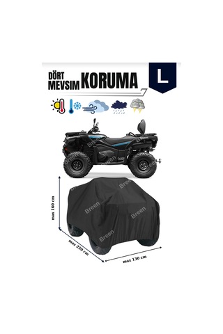 Siyah Atv Brandası, L Beden, Koruma Örtüsü, Dayanıklı, Su Geçirmez, Güneşten Korur