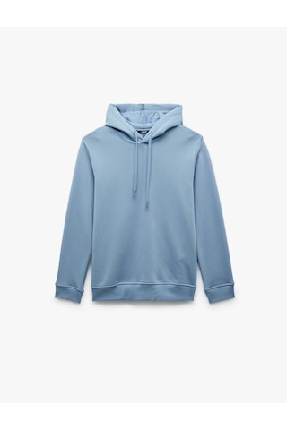 Koton Şardonlu Uzun Kollu Basic Kapşonlu Sweatshirt Mavi 6wam70015mk
