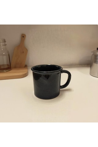 El Yapımı Seramik Kupa Organik Boya Koyu Lacivert