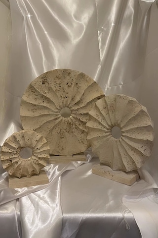 Marble Dekoratif Traverten Zerafet Stone Halka Mermet Taş Biblo 3 Lü