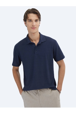Kip Lacivert Desenli Polo Yaka T-shirt Lacivert