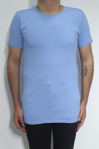 Santa Dmctekstil Erkek Düz Spor Kesim Dar Kalıp Bisiklet Yaka Basic T-shirt Mavi