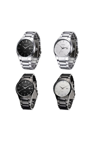 Xindoker Curren Gümüş Kayış Beyaz Ekranlı Klasik Tasarım Günlük Suya Dayanıklı Kalenderli Kuvars Kol Saati Çok Renkli