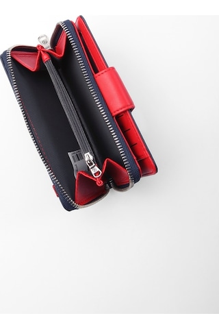 Cengiz Pakel 65256M Kadın Orta Boy Cüzdan Lacivert Kırmızı Lacivert