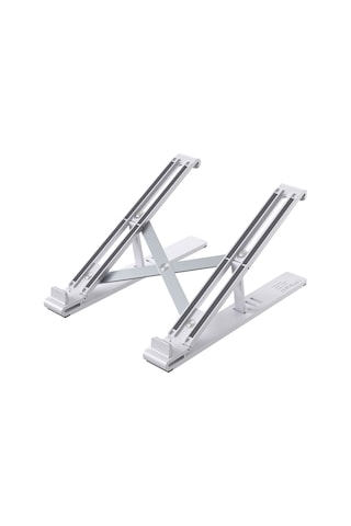 Kangvka Alüminyum Ergonomik Dizüstü Bilgisayar Tutucu, 4 Seviye Yükseklik Ayarı, 8-17.3 İnç Uyumlu, Soğutma Özelliği, Taşınabilir Klip Gümüş