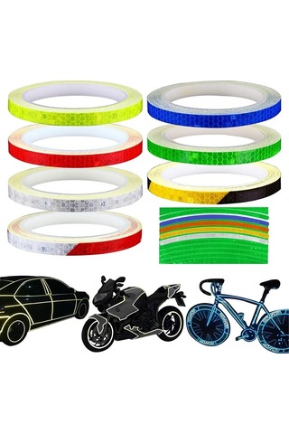 Mavi Bisiklet Araba Styling Yansıtıcı Floresan Şerit Bant Motosiklet Gövde Jant Tekerlek Şerit Bant Çıkartmalar Dekoratif Mavi/kırmızı/sarı Sarı