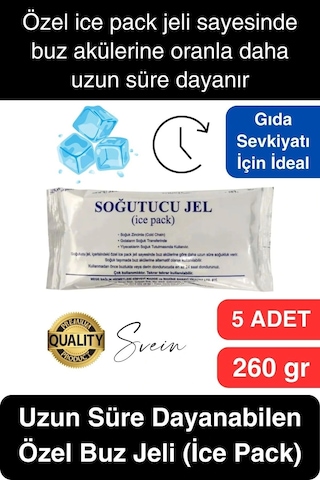 5 Adet 260 Gr Soğutucu Jel Poşet Buz Aküsü Yolculuk Seyahat Yiyecek İçin Uygun Uzun Süre Dayanım Çok Renkli