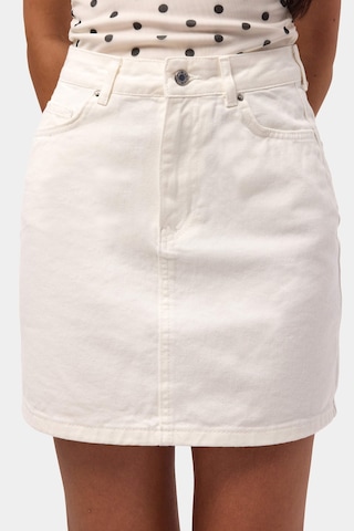 Itsbasic Kadın Kırık Beyaz 7s6-101 Straight Mini Denim Etek