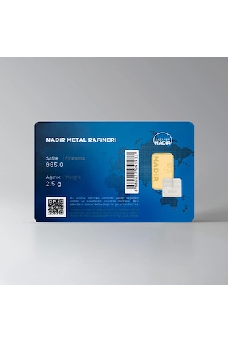 Nadir 2,5 Gram 24 Ayar 995 Milyem Külçe Altın 2,5 Gr Yatırımlık Altın
