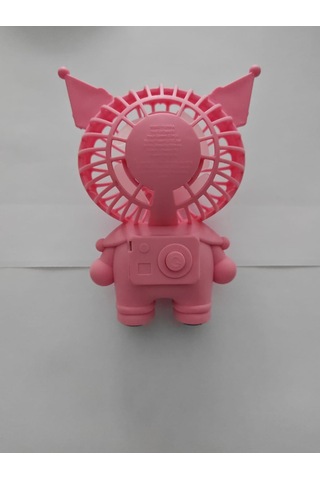 Mini El Fanı Şarjlı Telefon Tutuculu Kuromi Figürlü 2 Kademeli Taşınabilir Vantilatör Masa El Tipi Serinletici Soğutucu