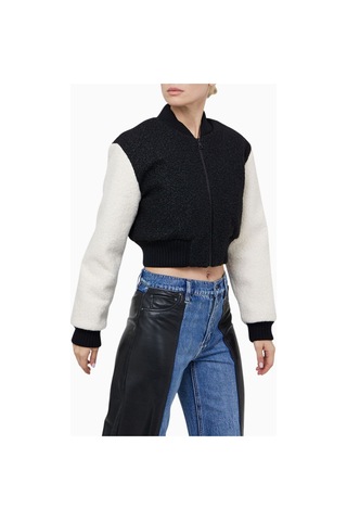 Alice And Olivia Felisa Kısa Varsity Ceket Siyah