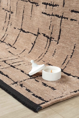 Gaia Bej Halı Yıkanabilir Kaymaz Taban Şönil Kilim Dokuma Pamuk Taban Kilim 10119 Bej
