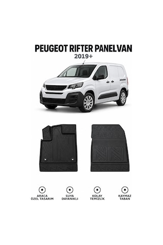Peugeot Rifter Panelvan 2019 3d Havuzlu Oto Paspas Karbon Desenli Ön Takım 2 Parça