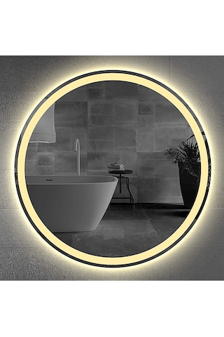 70 CM Kumlamalı Ledli Yuvarlak Ayna Banyo Aynası Dekoratif Ayna B