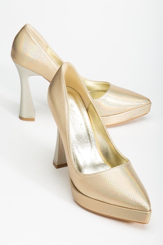 Suins Valen Kadın Platform Topuklu Stiletto Ayakkabı Altın
