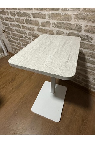 Yan Sehpa Traverten Desen Sağa Sola Dönebilen Yükseklik Ayarlı Gri