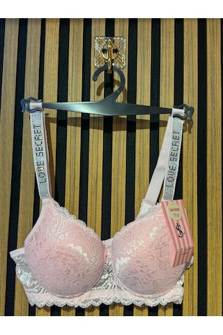 101Dzyn Kadın Pudra Pembe Dantel Detaylı Sütyen Ve Tanga İç Çamaşırı Takımı Açık Pembe