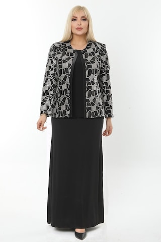 Ladies First Büyük Beden 3785 Siyah Ceket+elbise Takım 001