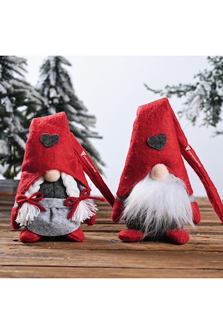 Gnome Noel Süsü 2 Li Set, Noel Baba Gnome Dekorasyon Seti