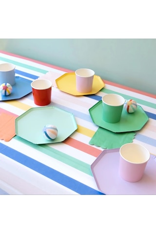 Meri Meri - Multi Stripe Tablecloth - Multi Renkli Çizgili Kağıt Masa Örtüsü