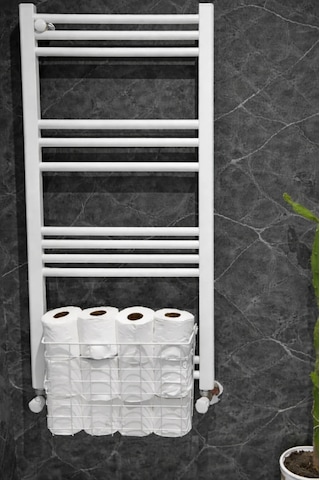 Asılabilir Havlupan Düzenleyici Banyo Havluluk Kurutma Sepeti Tuvalet Kağıdı Organizeri Beyaz Beyaz