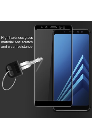 Samsung Uyumlu Galaxy A8 2018 Tam Kaplayan Çerçeveli Tempered Cam Koruma