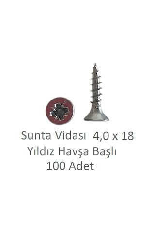 Sunta Vidası, 4,0 X 18 Mm, 100 Adet, Yhb Vida 4 x 18