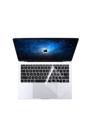 Lexroo Apple Macbook 15' Pro 2017 A1707 Klavye Koruyucu Şeffaf Silikon Ped - Renksiz