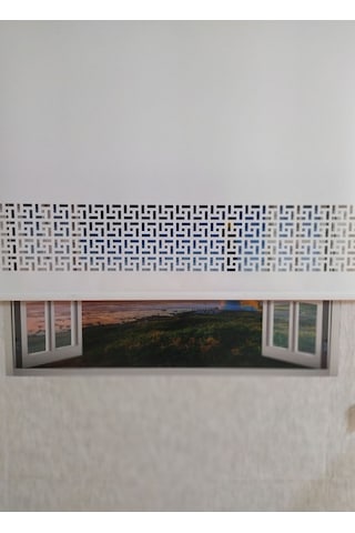 Ekru Lazer Kesim Modern Stor Güneşlik Perde
