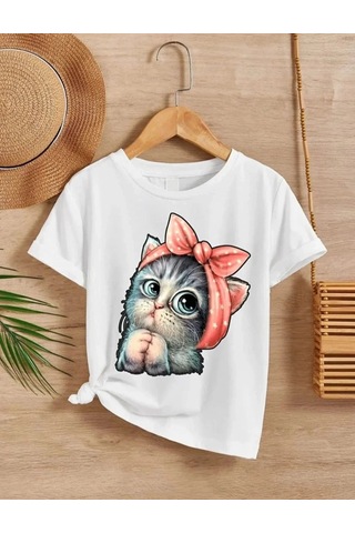 Mzpkartan Çocuk Unisex Baskılı T-shirt - Beyaz