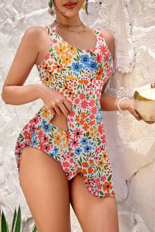 Bella Notte 2 Parça Çiçek Desenli Kaplı Astarlı Slip Ve Mayo Pembe