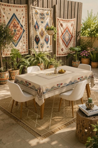 Vivanni Home Yıkanabilir Dikdörtgen Masa Örtüsü Günlük Kullanıma Uygun Pratik Ve Uzun Ömürlü Dağ Desenli