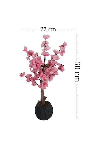 Minik Pembe Bahardalı Ağacı Masaüstü Balkon Çiçeği Yapay Çiçek