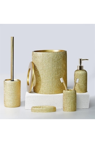 Selim Natural 5 Parça Banyo Seti - Altın Altın